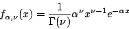 \begin{displaymath}
f_{\alpha,\nu}(x) = \frac{1}{\Gamma(\nu)} \alpha^{\nu} x^{\nu-1}
e^{-\alpha x}
\end{displaymath}
